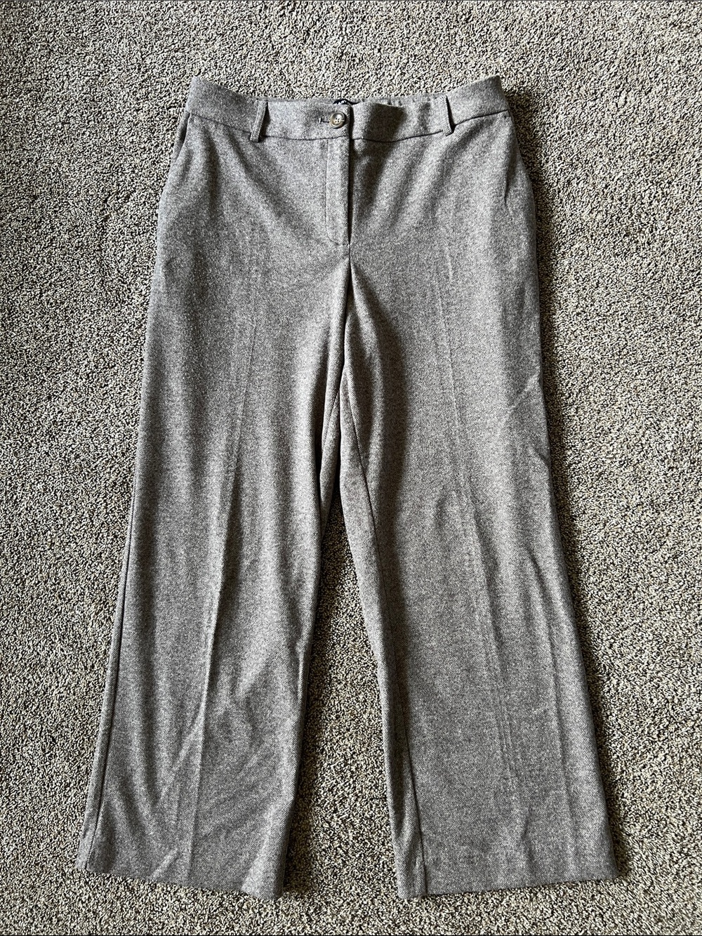 Hilary Radley Taupe Herringbone Wide-Leg Pants size 12